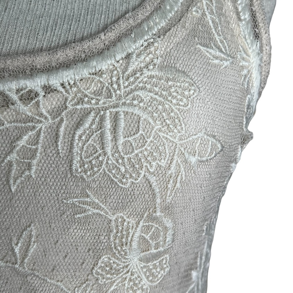 Johnny Was Biya Parchment Sheer Netting Embroidered Dress With Slip Small NWT - Picture 13 of 16
